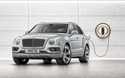 Bentley Bentayga Hybrid, 2020, exterior, front view, Luxury Hybrid SUV, new silver Bentayga, british cars, Bentley