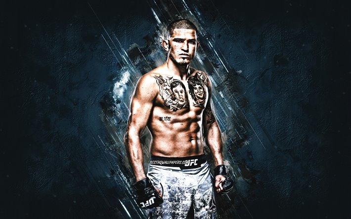 Anthony Pettis, UFC, american fighter, portrait, blue stone background, Ultimate Fighting Championship, USA