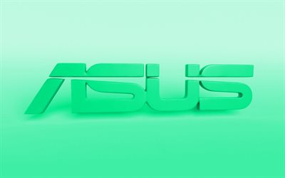 Asus turquoise logo, creative, turquoise blurred background, minimal, Asus logo, artwork, Asus