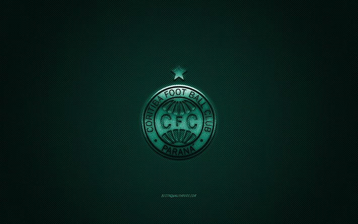 Coritiba FBC, Brasilialainen jalkapalloseura, Serie B, vihre&#228; logo, vihre&#228; hiilikuitu tausta, jalkapallo, Coritiba, Brasilia, Coritiba FBC logo