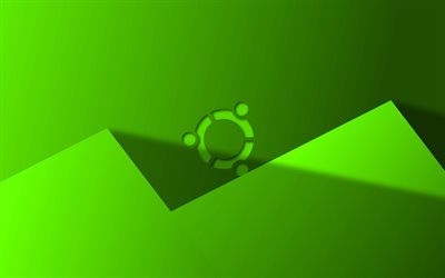 Ubuntuグリーン-シンボルマーク, 4k, 創造, Linux, グリーン素材デザイン, Ubuntuロゴ, ブランド, Ubuntu