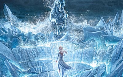 Elsa, Frozen 2, 2019, promo poster, creative art, main character, ice horse