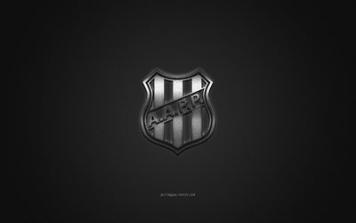 Associacao Atletica Ponte Preta, Brazilian football club, Serie B, silver logo, gray carbon fiber background, football, Sao Paulo, Brazil, Ponte Preta logo