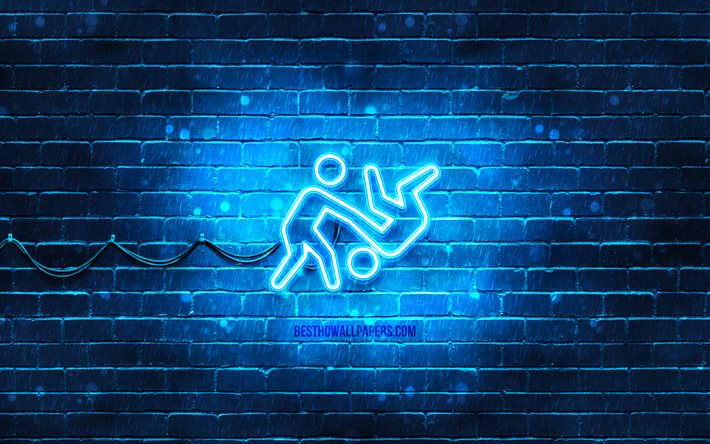 Judo neon simgesi, 4k, mavi arka plan, neon sembolleri, Judo, neon simgeler, Judo işareti, spor işaretleri, Judo simgesi, spor simgeleri