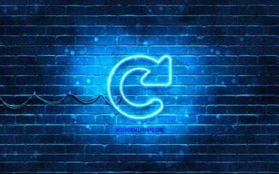 Refresh neon icon, 4k, blue background, neon symbols, Refresh, neon icons, Refresh sign, computer signs, Refresh icon, computer icons