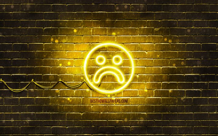 ダウンロード画像 悲しいネオンアイコン 4k 黄色の背景 スマイリーアイコン 悲しい感情 ネオン記号 悲しい ネオンアイコン 悲しい兆候 感情の兆候 悲しいアイコン 感情アイコン フリー のピクチャを無料デスクトップの壁紙