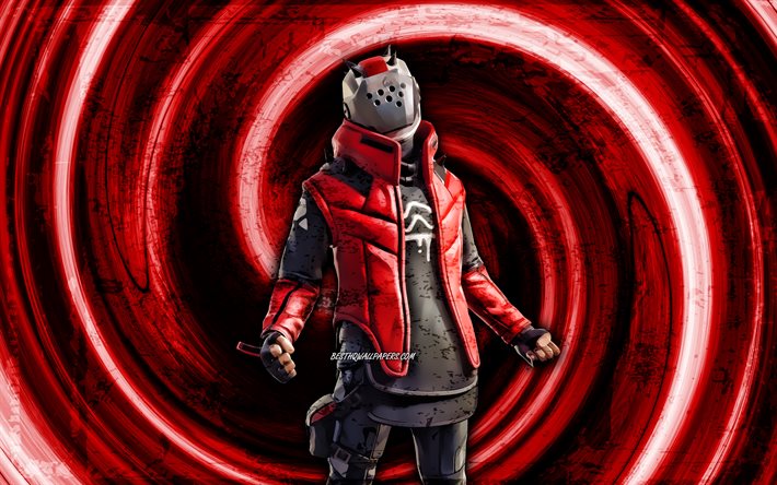 4k, X-Lord, red grunge background, 2020 games, Fortnite, vortex, Fortnite characters, X-Lord Skin, Fortnite Battle Royale, X-Lord Fortnite