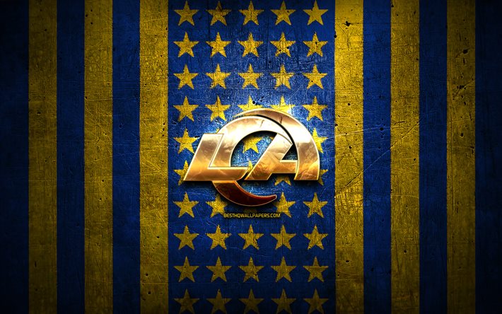 Los Angeles Rams National Football Conference, logo, NFL, blue gold  abstraction, HD wallpaper