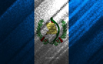 Drapeau du Guatemala, abstraction multicolore, drapeau mosa&#239;que du Guatemala, Guatemala, art de la mosa&#239;que, drapeau du Guatemala