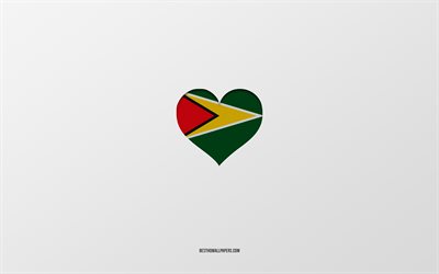 Guyana seviyorum, G&#252;ney Amerika &#252;lkeleri, Guyana, gri arka plan, Guyana bayrak kalp, favori &#252;lke