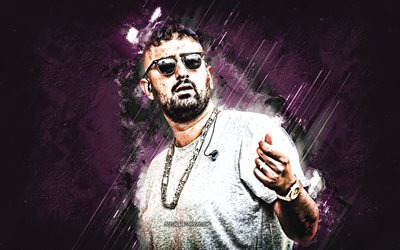 Haftbefehl, rapper tedesco, Aykut Anhan, sfondo di pietra viola, arte creativa