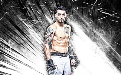 4k, Kevin Aguilar, grunge art, american fighters, MMA, UFC, Mixed martial arts, white abstract rays, Kevin Aguilar 4K, UFC fighters, MMA fighters