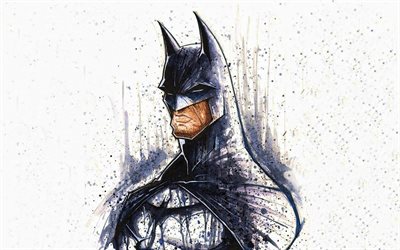 Batman, art grunge, bandes dessinées DC, super-héros, Batman dessiné, créatif