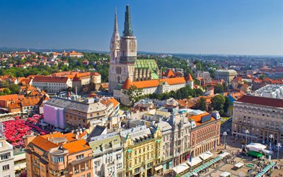 Catedral de Zagreb, Kaptol, Zagreb, Catedral Cat&#243;lica Romana, ver&#227;o, paisagem urbana de Zagreb, marco hist&#243;rico, Cro&#225;cia