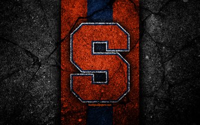 Syracuse Orange, 4k, american football team, NCAA, orange blue stone, USA, asphalt texture, american football, Syracuse Orange logo