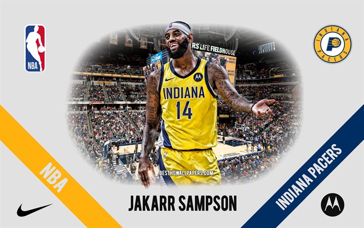 JaKarr Sampson, Indiana Pacers, jogador americano de basquete, NBA, retrato, EUA, basquete, Bankers Life Fieldhouse, logotipo do Indiana Pacers