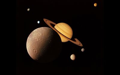 astronomy, 4k, planetary series, Sun, Venus, Pluto, Uranus, Earth, Mars, Neptune, Jupiter, Mercury, 3D art, planets, solar system, galaxy, sci-fi, spaceship