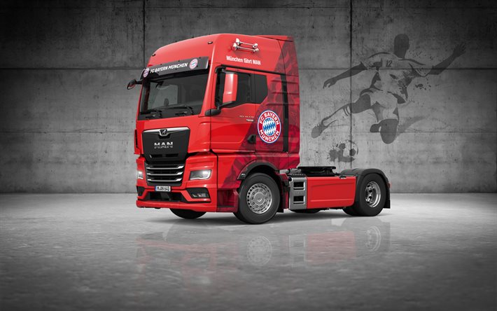 MAN TGX, FC Bayern Munich, red truck, TGX18640, new red MAN TGX, new trucks, MAN
