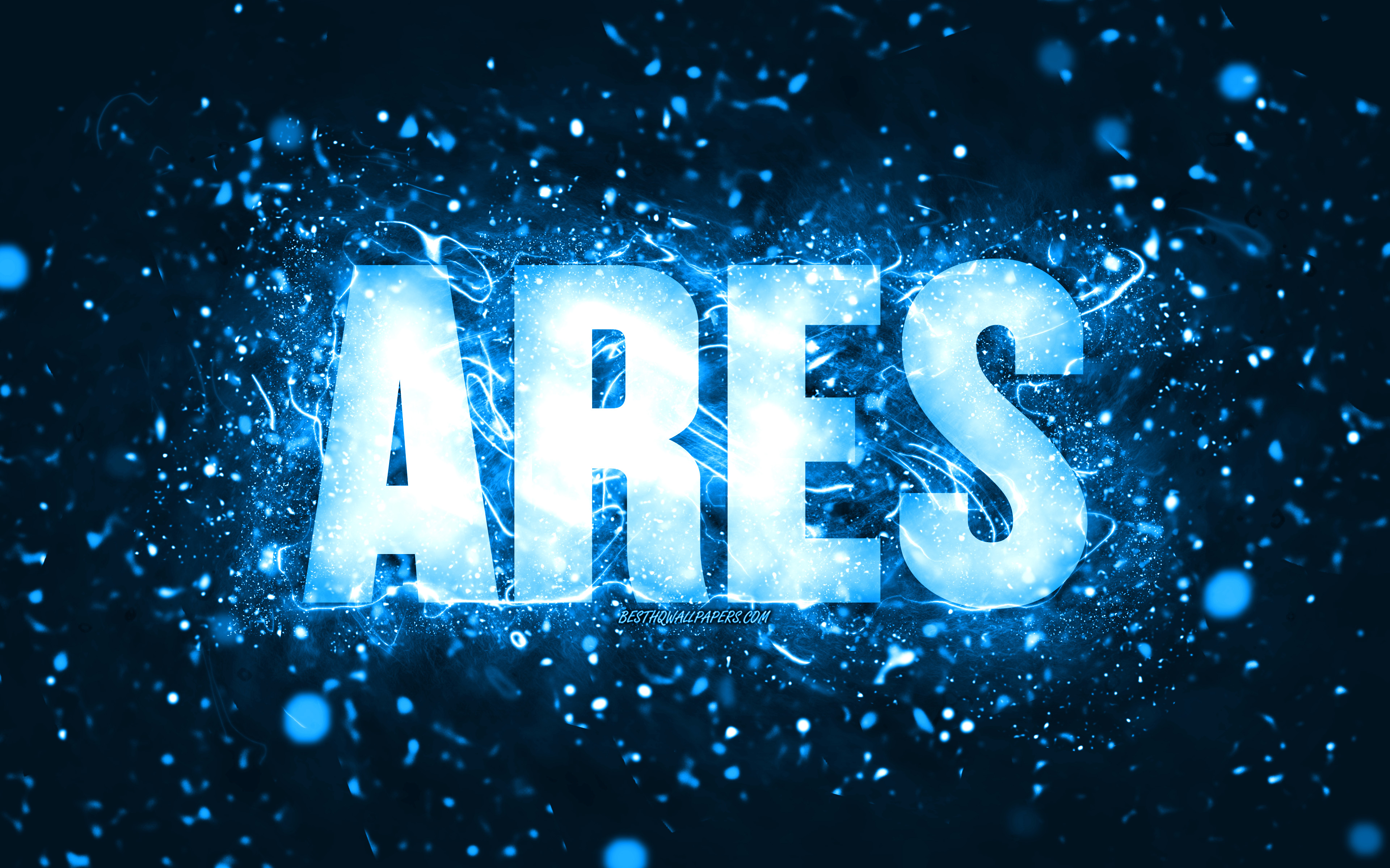 Descargar fondos de pantalla Joyeux anniversaire Ares, 4k, néons bleus, nom  Ares, créatif, Ares joyeux anniversaire, Ares anniversaire, noms masculins  américains populaires, photo avec le nom Ares, Ares monitor con una  resolución