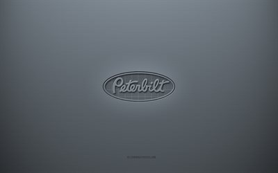 Peterbilt logo, gray creative background, Peterbilt emblem, gray paper texture, Peterbilt, gray background, Peterbilt 3d logo