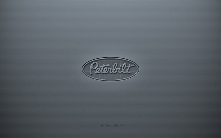 Logo Peterbilt, sfondo grigio creativo, emblema Peterbilt, texture di carta grigia, Peterbilt, sfondo grigio, logo Peterbilt 3d