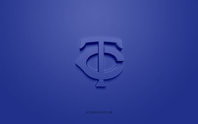 Minnesota Twins emblema, logo 3D creativo, sfondo blu, American baseball club, MLB, Minnesota, USA, Minnesota Twins, baseball, Minnesota Twins insegne
