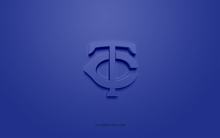 Minnesota Twins emblem, creative 3D logo, blue background, American baseball club, MLB, Minnesota, USA, Minnesota Twins, baseball, Minnesota Twins insignia
