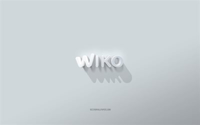 شعار Wiko, خلفية بيضاء, شعار Wiko ثلاثي الأبعاد, فن ثلاثي الأبعاد, ويكو