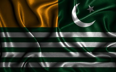 Drapeau de l&#39;Azad Cachemire, 4k, drapeaux ondul&#233;s en soie, provinces pakistanaises, Jour de l&#39;Azad Cachemire, drapeaux en tissu, art 3D, Azad Cachemire, Asie, Provinces du Pakistan, Drapeau Azad Cachemire 3D, Pakistan