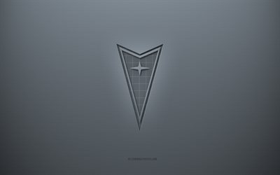 Logo Pontiac, sfondo grigio creativo, emblema Pontiac, trama di carta grigia, Pontiac, sfondo grigio, logo Pontiac 3d