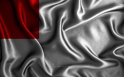 ビルバオ旗, 4k, シルクの波状の旗, スペインの都市, ビルバオの日, ビルバオの旗, ファブリックフラグ, 3Dアート, ビルバオ, ビルバオ3Dフラグ