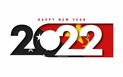 Hyv&#228;&#228; uutta vuotta 2022 Papua-Uusi-Guinea, valkoinen tausta, Papua-Uusi-Guinea 2022, Papua-Uusi-Guinea 2022 Uusi vuosi, 2022-konseptit, Papua-Uusi-Guinea, Papua-Uuden-Guinean lippu