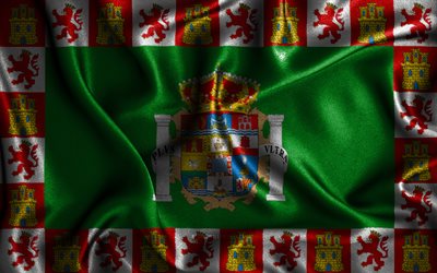 Cadizin lippu, 4k, silkki aaltoilevat liput, Espanjan maakunnat, Cadizin p&#228;iv&#228;, kangasliput, 3D-taide, Cadiz, Eurooppa, Cadizin 3D lippu, Espanja
