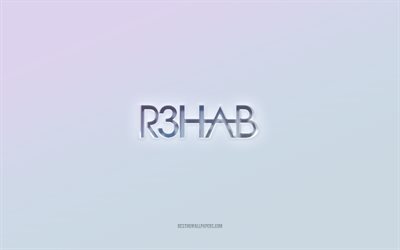 Logotipo de R3hab, texto en 3D recortado, fondo blanco, logotipo de R3hab 3d, emblema de R3hab, R3hab, logotipo en relieve, emblema de R3hab 3d