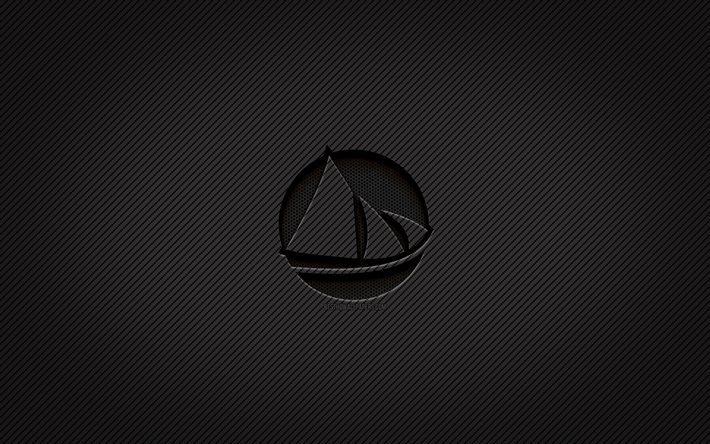 Solus carbon logo, 4k, grunge art, carbon background, creative, Solus black logo, Linux, Solus logo, Solus