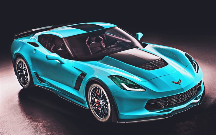 Chevrolet Corvette Stingray, studio, 2021 cars, supercars, Chevrolet Corvette C8, 2021 Chevrolet Corvette, turquoise Corvette, american cars, Chevrolet