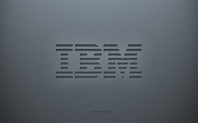 IBM-logotyp, gr&#229; kreativ bakgrund, IBM-emblem, gr&#229; pappersstruktur, IBM, gr&#229; bakgrund, IBM 3d-logotyp