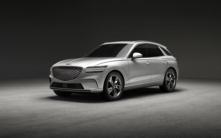 2023年, ジェネシスエレクトリックGV70, 前面, 外部, 電気SUV, 電気GV70, 韓国車, Genesis