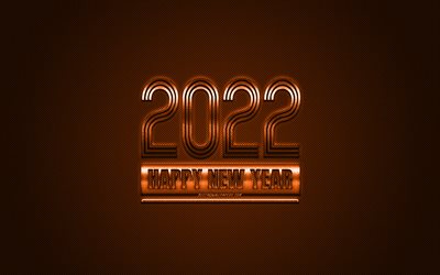 2022 New Year, 2022 orange background, 2022 concepts, Happy New Year 2022, orange carbon texture, orange background
