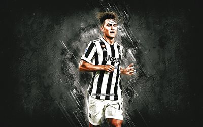 Paulo Dybala, Juventus FC, Argentine soccer player, white stone background, football, Serie A, Italy, soccer