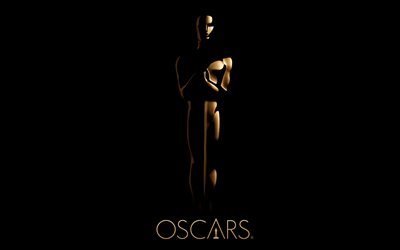 Oscars, golden statuette, black background, Academy Awards