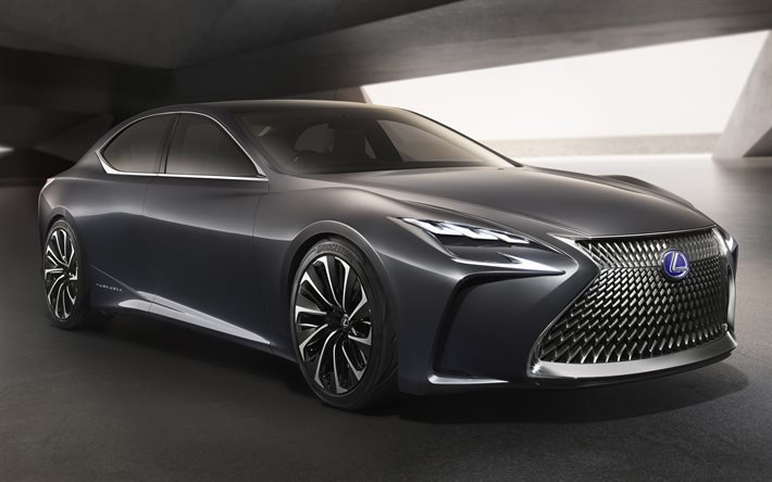 Lexus LS Concept, sedans, 2017 cars, supercars, luxury cars, gray lexus