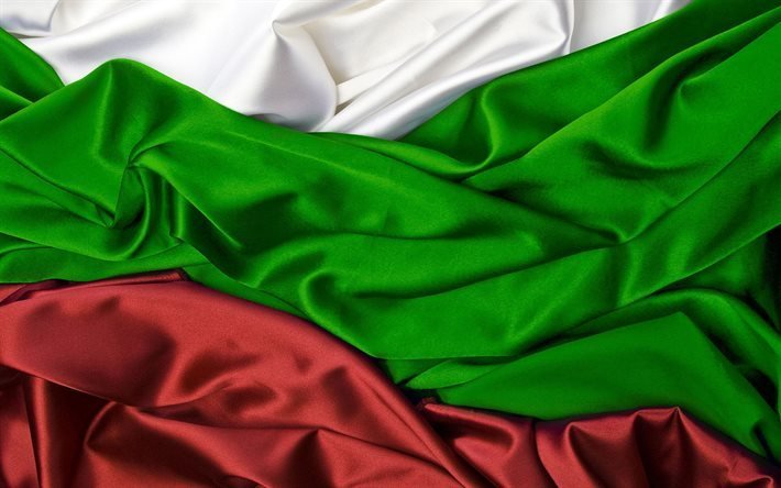 ブルガリア国旗, 4k, 絹, フラグのブルガリア, 旗