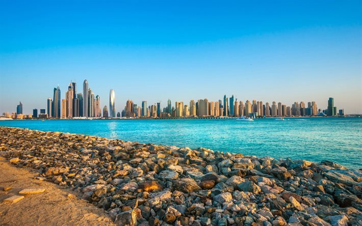 دبي, أفق, ناطحات السحاب, المباني, الإمارات العربية المتحدة