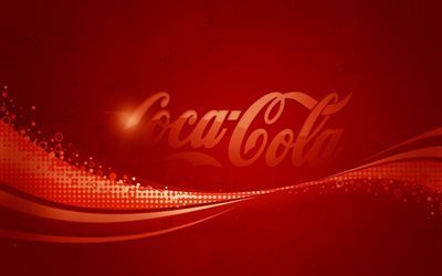 coca-cola, emblem, red background