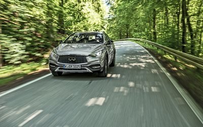 Infiniti QX30, 2017, road, gray QX30, small crossovers