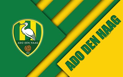 ADO Den Haag FC, شعار, 4k, تصميم المواد, الهولندي لكرة القدم, الأصفر الأخضر التجريد, الدوري الهولندي, لاهاي, هولندا, كرة القدم