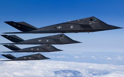 ロッキードF-117Nighthawk, 4k, アメリカのストライ機, ステルス技術, USAF, 米空軍, 戦闘機, F-117, 米国