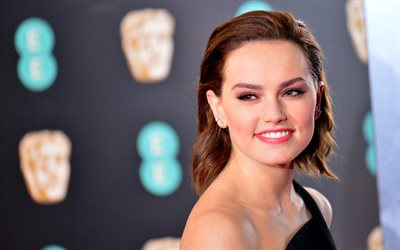 4k, Daisy Ridley, 2017, Hollywood, english actress, smile, beauty, brunette