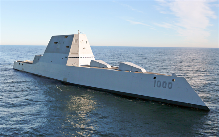 DDG-1000 Zumwalt, Cacciatorpediniere, navi stealth, 4k, nave da guerra della US Navy, USA, missile Guidato cacciatorpediniere